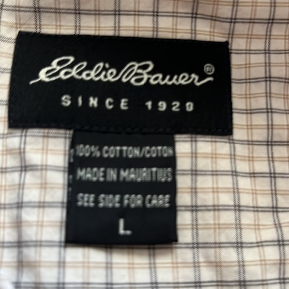 Eddie Bauer Men’s tan plaid short sleeve button down shirt Size Large - Picture 5 of 8